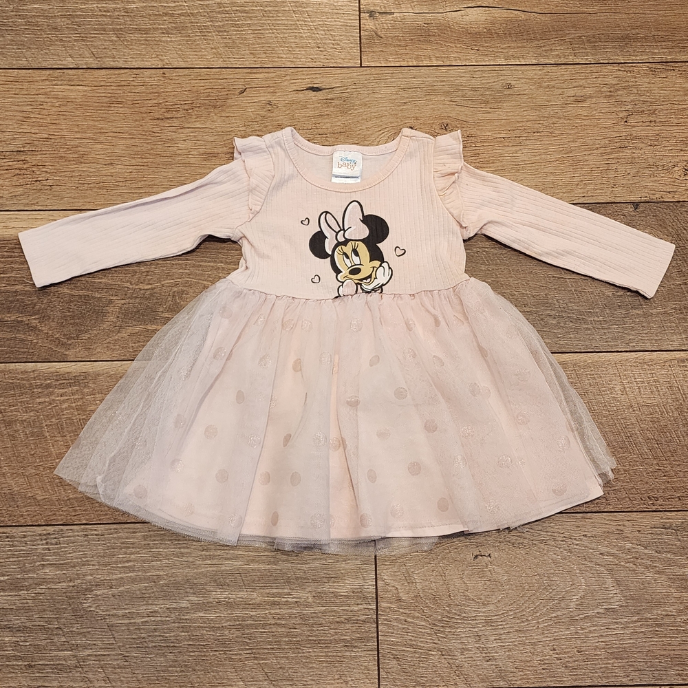 Disney Baby Minnie Mouse Pink Long Sleeve Tutu Dress 18M